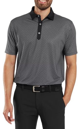 FootJoy Checker Print Lisle men's polo, black/white