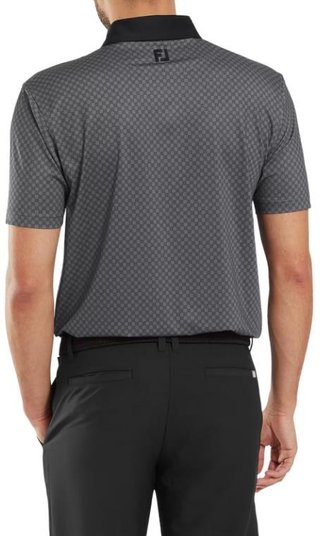 FootJoy Checker Print Lisle men's polo, black/white