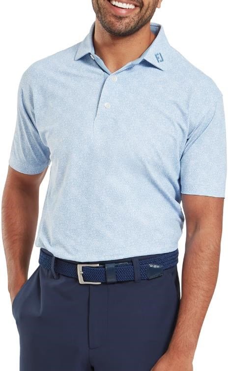FootJoy Speckle Print Pique men's polo, blue jay/white
