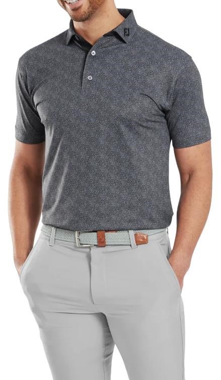 FootJoy Speckle Print Pique men's polo, black/flint