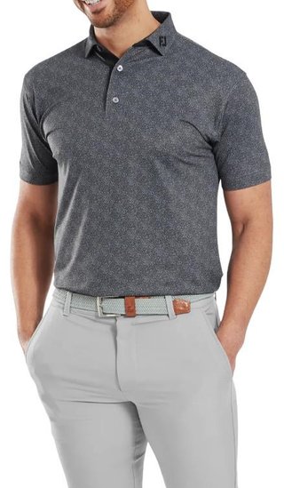 FootJoy Speckle Print Pique men's polo, black/flint