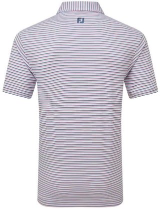 FootJoy Balance Stripe Lisle men's polo, skyway/white/dark denim/pink lemonade