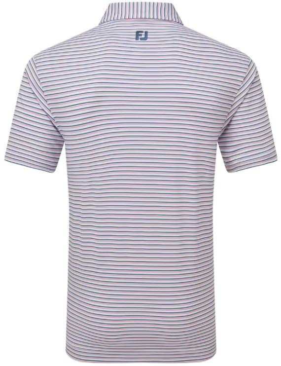 FootJoy Balance Stripe Lisle men's polo, skyway/white/dark denim/pink lemonade