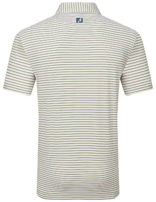 FootJoy Balance Stripe Lisle men's polo, white/navy/grey/taxi