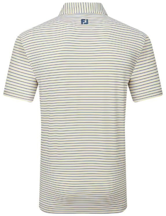 FootJoy Balance Stripe Lisle men's polo, white/navy/grey/taxi