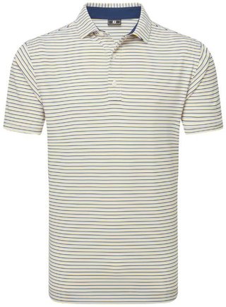 FootJoy Balance Stripe Lisle men's polo, blue jay/white/pistachio/orange