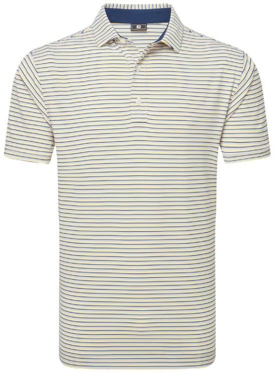 FootJoy Balance Stripe Lisle men's polo, blue jay/white/pistachio/orange