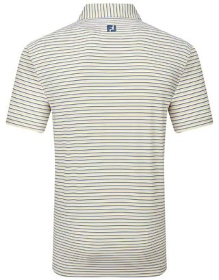 FootJoy Balance Stripe Lisle men's polo, blue jay/white/pistachio/orange