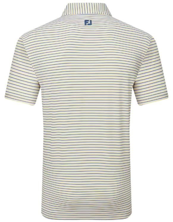 FootJoy Balance Stripe Lisle men's polo, blue jay/white/pistachio/orange