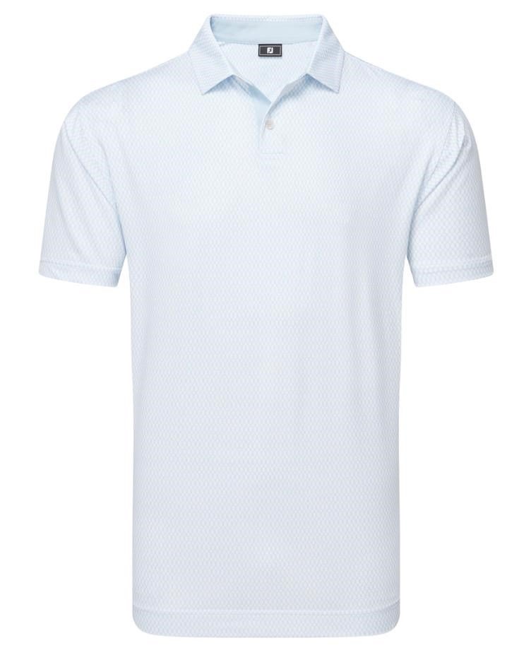 FootJoy Irongate Print Lisle men's polo, white/skyway
