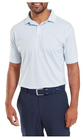 FootJoy Irongate Print Lisle men's polo, white/skyway