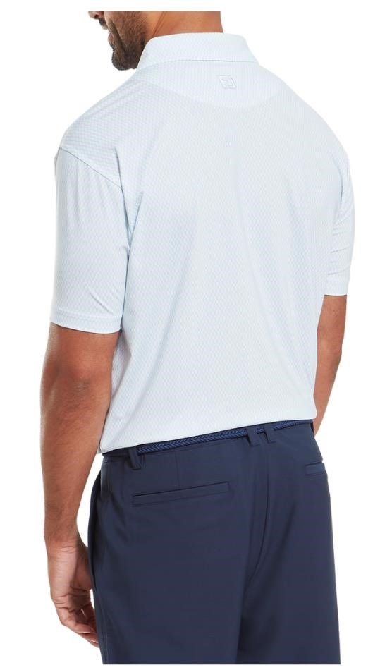 FootJoy Irongate Print Lisle men's polo, white/skyway