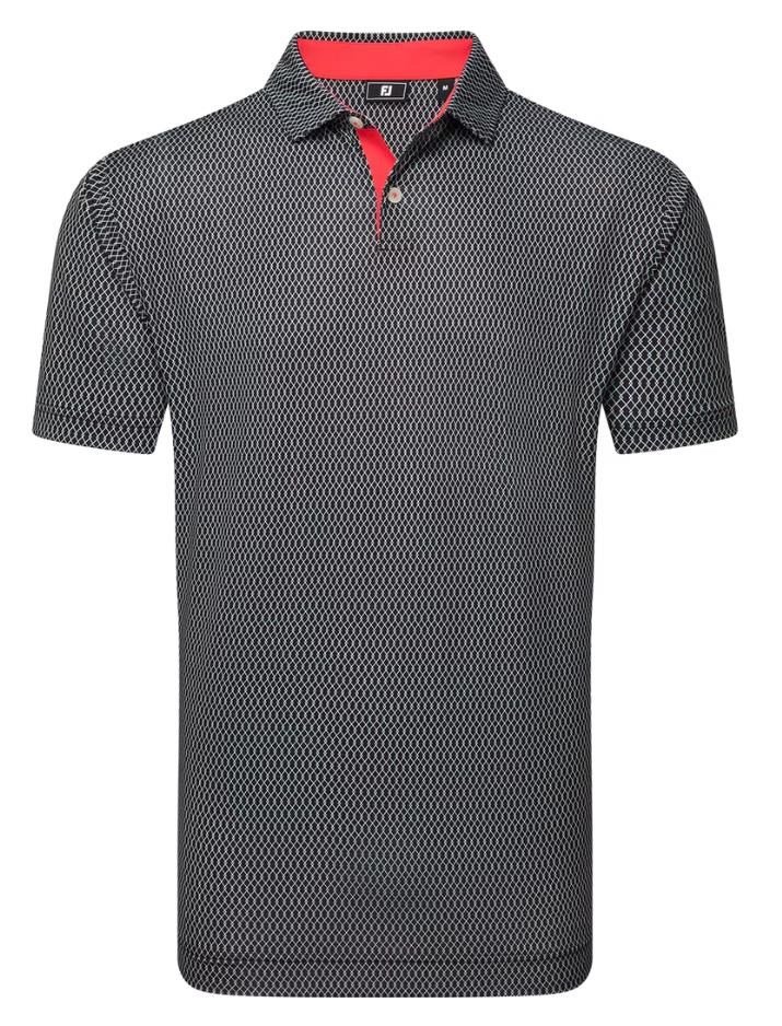 FootJoy Irongate Print Lisle men's polo, black/white