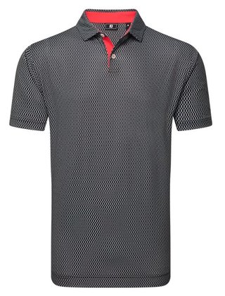 FootJoy Irongate Print Lisle men's polo, black/white