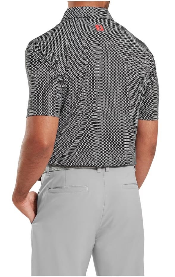 FootJoy Irongate Print Lisle men's polo, black/white