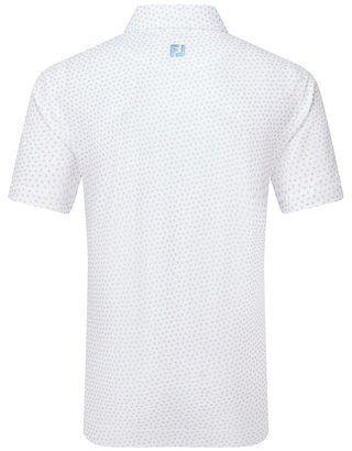 FootJoy Bounce Print Pique men's polo, white/orange/blue jay