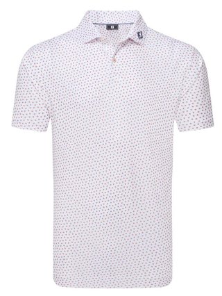 FootJoy Bounce Print Pique men's polo, white/hibiscus