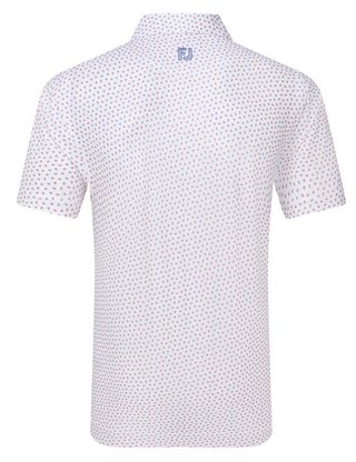 FootJoy Bounce Print Pique men's polo, white/hibiscus
