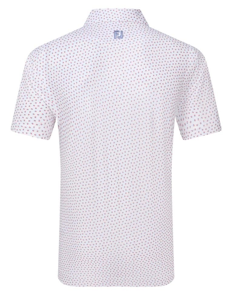 FootJoy Bounce Print Pique men's polo, white/hibiscus
