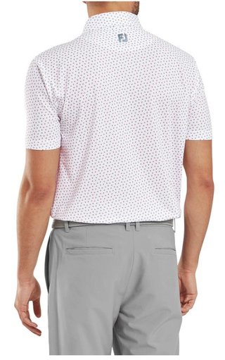 FootJoy Bounce Print Pique men's polo, white/hibiscus