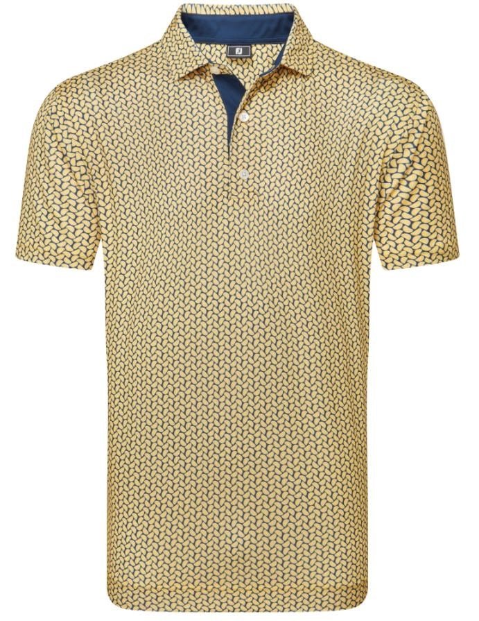 FootJoy Citrus Print Lisle men's polo, taxi/navy