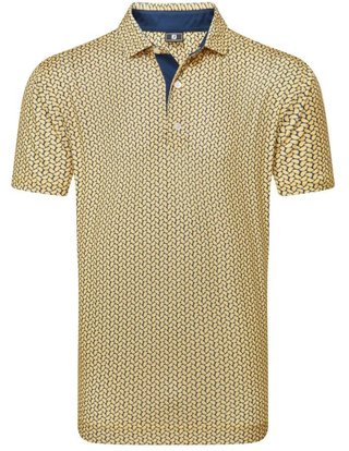 FootJoy Citrus Print Lisle men's polo, taxi/navy