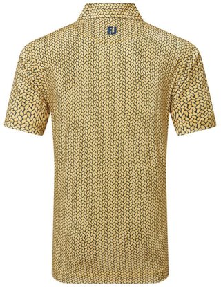 FootJoy Citrus Print Lisle men's polo, taxi/navy