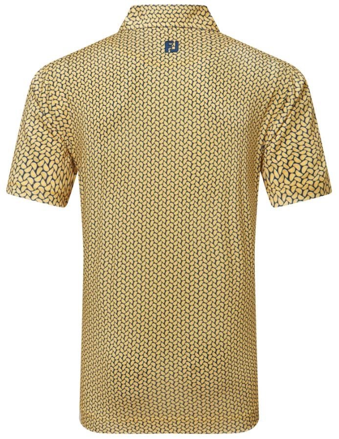 FootJoy Citrus Print Lisle men's polo, taxi/navy