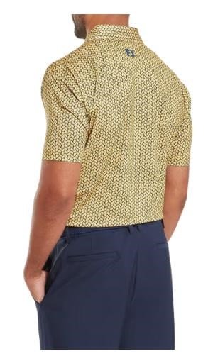 FootJoy Citrus Print Lisle men's polo, taxi/navy
