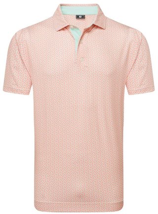 FootJoy Citrus Print Lisle men's polo, orange/pistachio