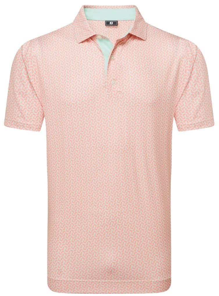 FootJoy Citrus Print Lisle men's polo, orange/pistachio