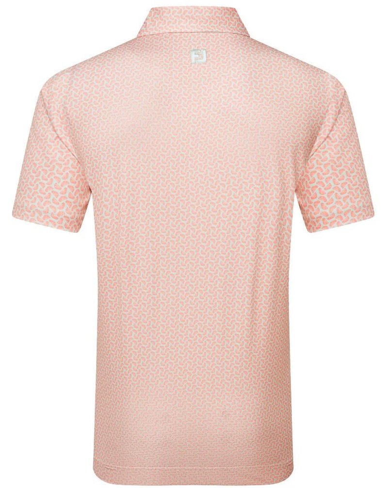 FootJoy Citrus Print Lisle men's polo, orange/pistachio