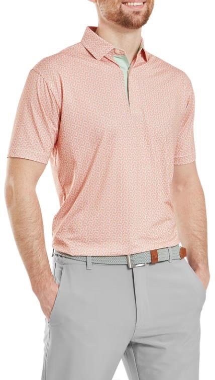 FootJoy Citrus Print Lisle men's polo, orange/pistachio