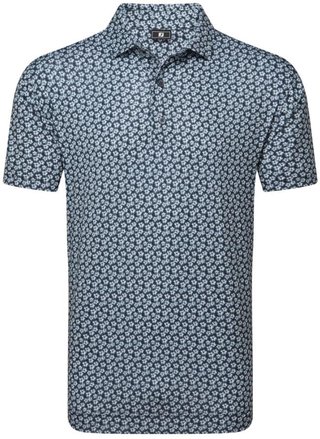 FootJoy Floral Sketch Print Lisle men's polo, white/navy