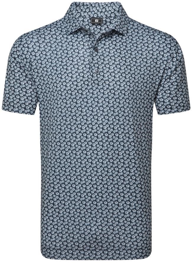 FootJoy Floral Sketch Print Lisle men's polo, white/navy