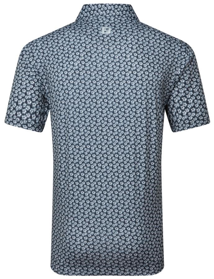 FootJoy Floral Sketch Print Lisle men's polo, white/navy
