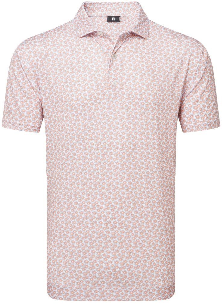 FootJoy Floral Sketch Print Lisle men's polo, orange/white