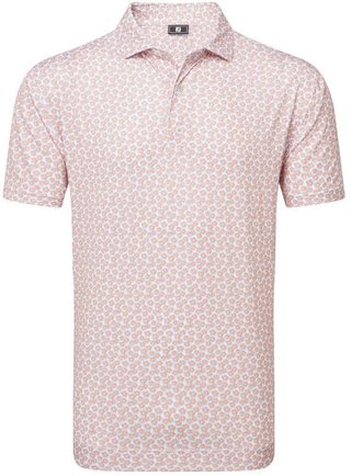 FootJoy Floral Sketch Print Lisle men's polo, orange/white