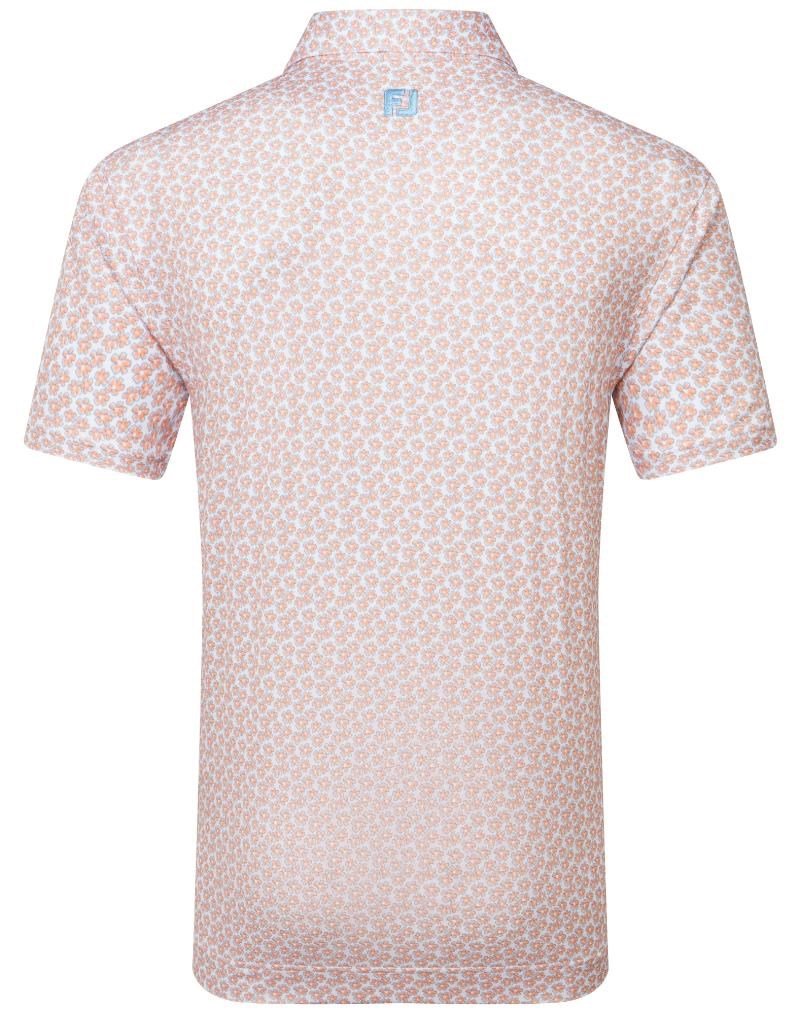 FootJoy Floral Sketch Print Lisle men's polo, orange/white