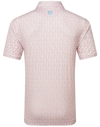 FootJoy Floral Sketch Print Lisle men's polo, orange/white