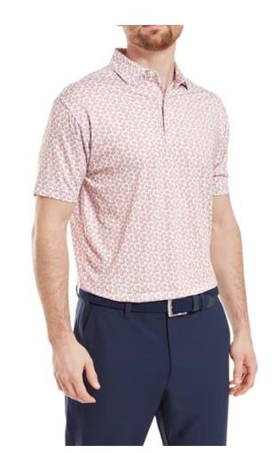 FootJoy Floral Sketch Print Lisle men's polo, orange/white