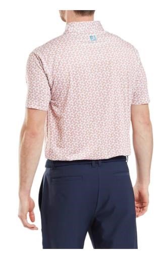FootJoy Floral Sketch Print Lisle men's polo, orange/white