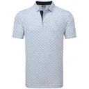 FootJoy Figure Print Lisle men's polo, white/navy