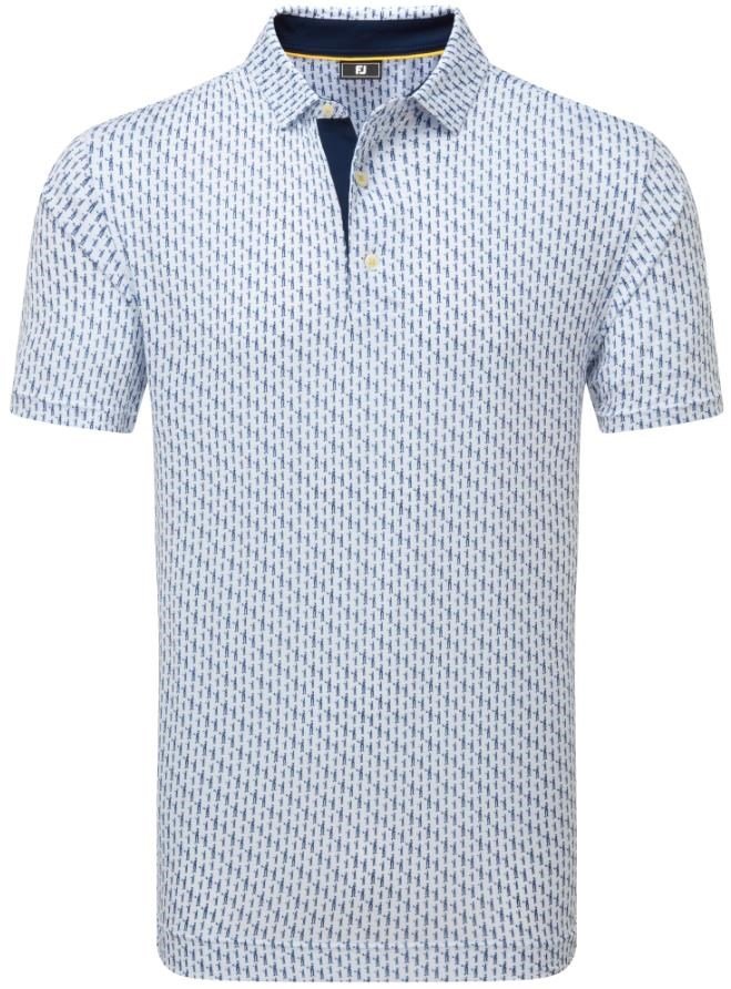 FootJoy Figure Print Lisle men's polo, white/navy