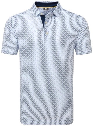 FootJoy Figure Print Lisle men's polo, white/navy