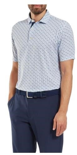 FootJoy Figure Print Lisle men's polo, white/navy