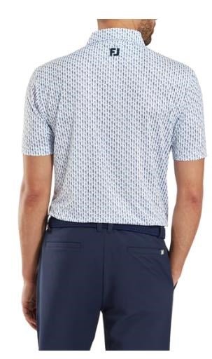 FootJoy Figure Print Lisle men's polo, white/navy