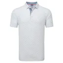 FootJoy Figure Print Lisle men's polo, white/flint