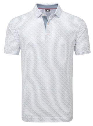 FootJoy Figure Print Lisle men's polo, white/flint