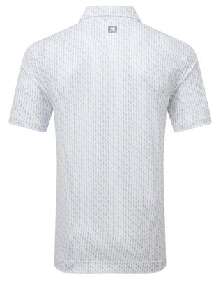 FootJoy Figure Print Lisle men's polo, white/flint